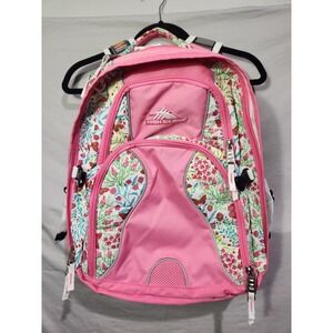 High Sierra Swerve Laptop Backpack Suspension Strap System Pink Floral Hiking